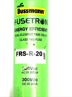 USED BUSSMANN 600V/300VDC CLASS RK5 DUAL-ELEMENT TIME-DELAY FUSE