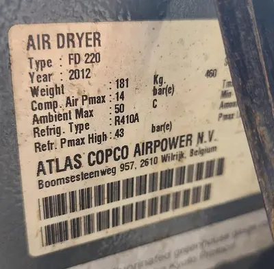 USED 2012 ATLAS COPCO FD220