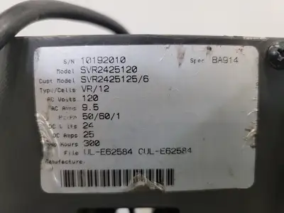 24 VDC Forklift Battery Charger, 25 DC Amps, 120 VAC