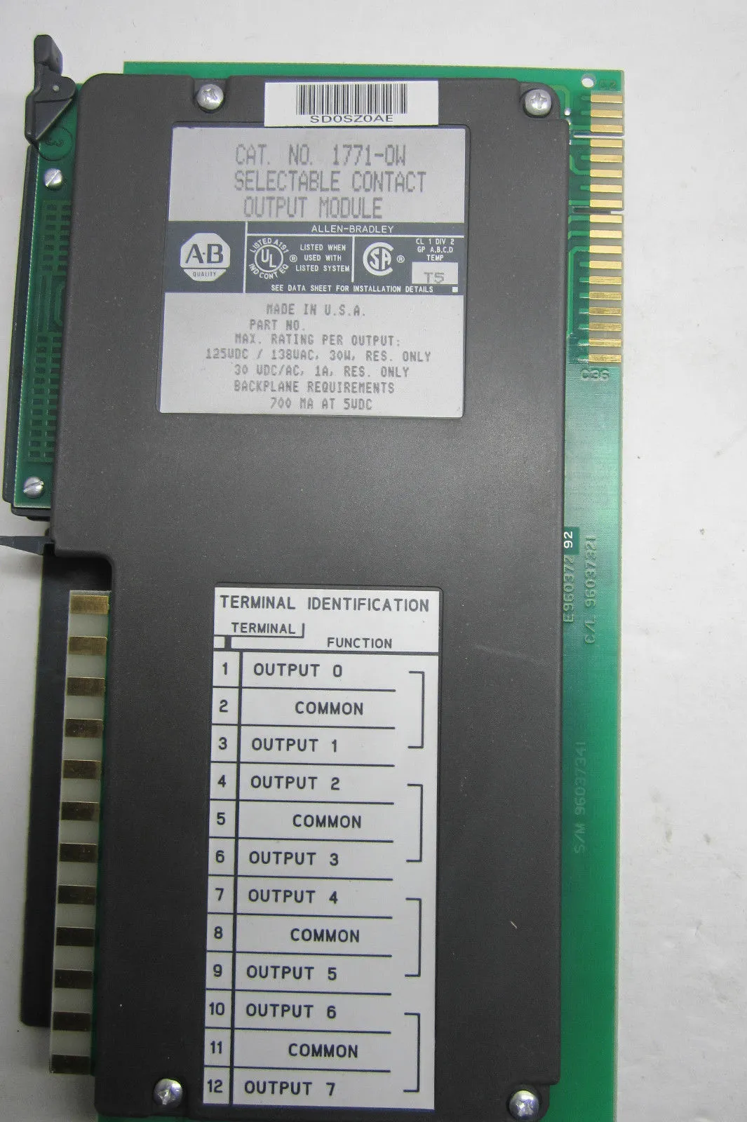 ALLEN BRADLEY 1771-OW OUTPUT MODULE 1771OW