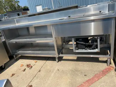 Used Falcon Restaurant Supply Used 96" Stainless Steel Table Counter with Ice Cream Dipping Station - SS236 Ice Cream Equipment Illinois US | Falcon Restaurant Supply #1376000