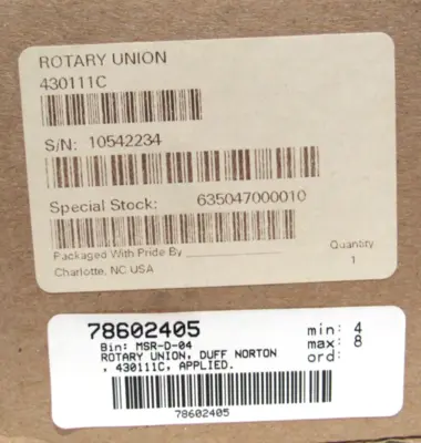 NEW DUFF NORTON 430111C ROTARY UNION