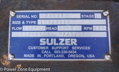 USED SULZER BINGHAM 10X12X14 CAP