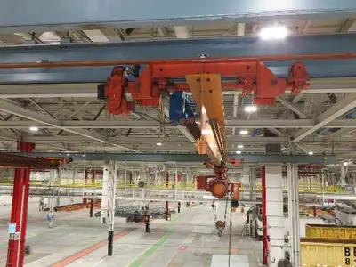 Cleveland Tramrail P&H 4 Ton Single Girder Underhung Bridge Crane 45' 10" Span