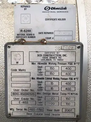 2007 DCR CONSTRUCTION, INC. 2,225 Square Foot Exchanger Tubular Alloy (over 1000 sqft ) ss, etc. | Perry Equipment (5)