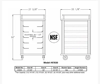 New Age 97830 12 Tray Cabinet Room Service Cart, Aluminum