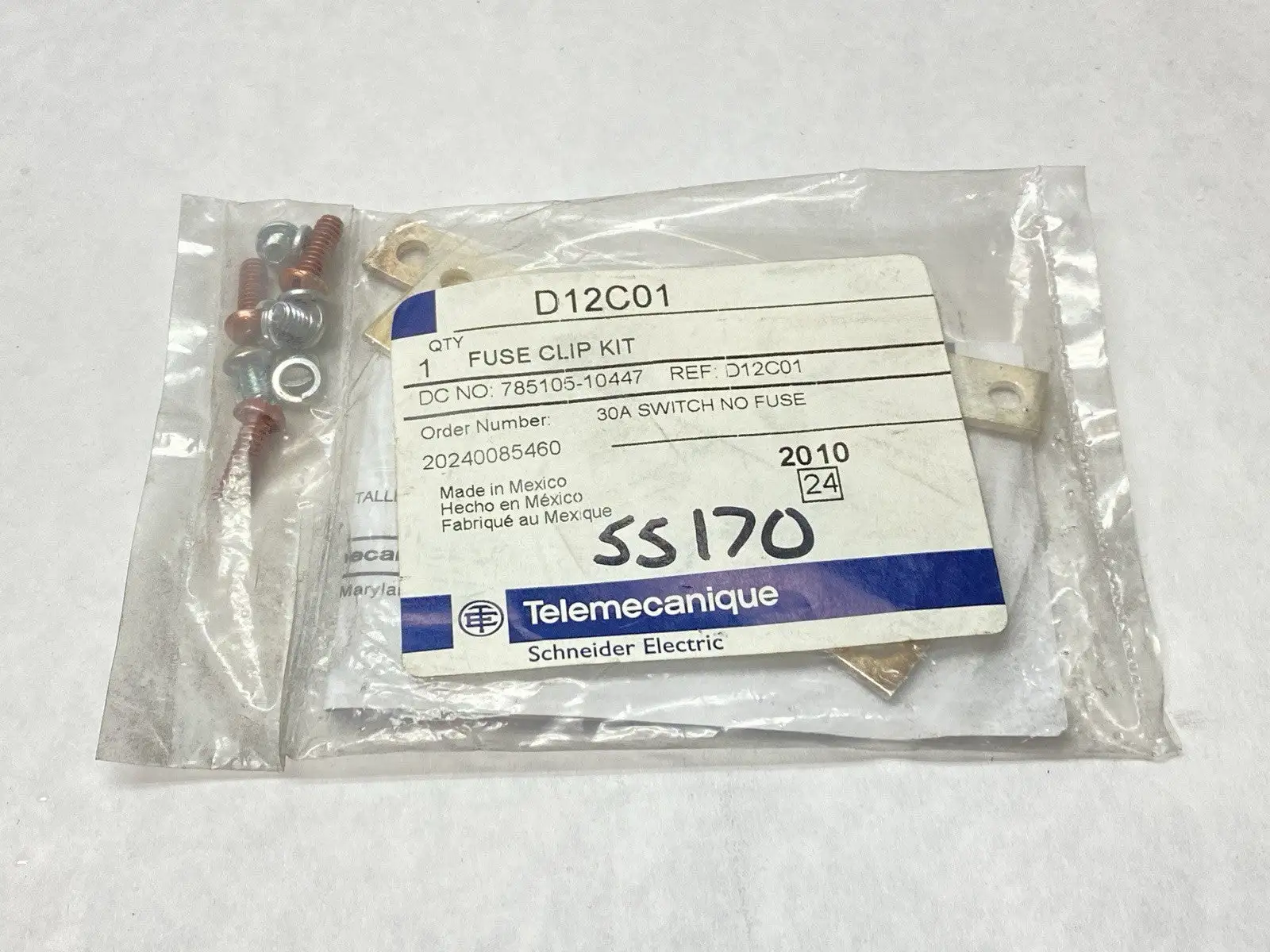 D12C01 | Telemecanique  Fuse Clip Kit 30A - New