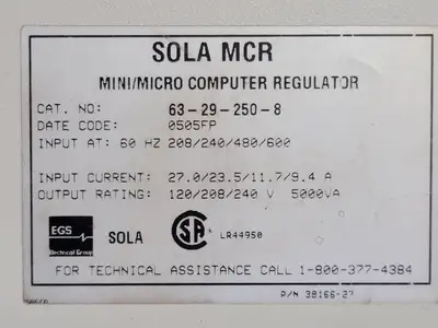 Used SOLA 63-29-250-8 Transformers British Columbia CA | Lenmark #265773