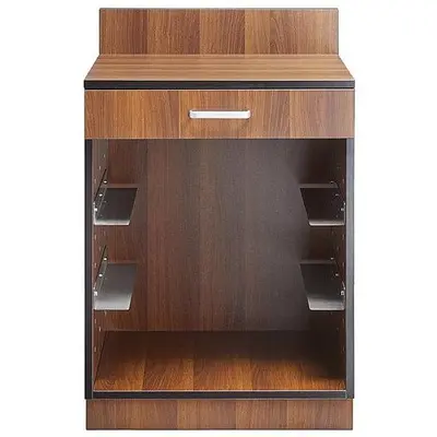24" Walnut Waitress Station with Drawer and 4 Adjustable Stainless Steel Rack Holders