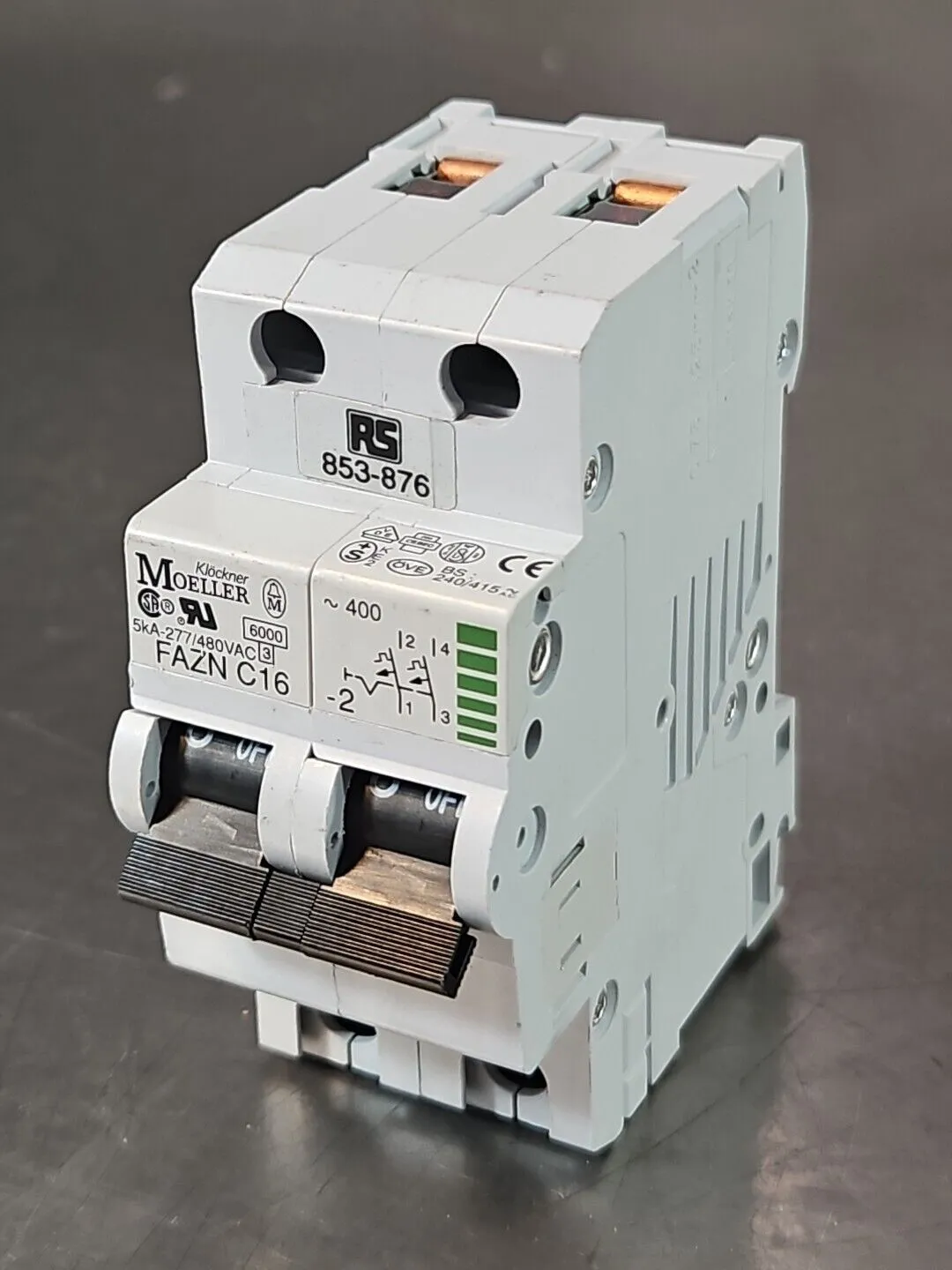 Klockner Moeller FAZN C16 (5kA 277/480VAC) 2-Pole Circuit Breaker loc4D13