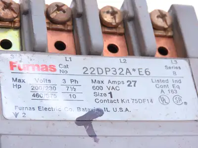 Furnas 22DP32A E6 Reversing Motor Starter 10Hp Size 1 Max 27A 600 VAC Overload
