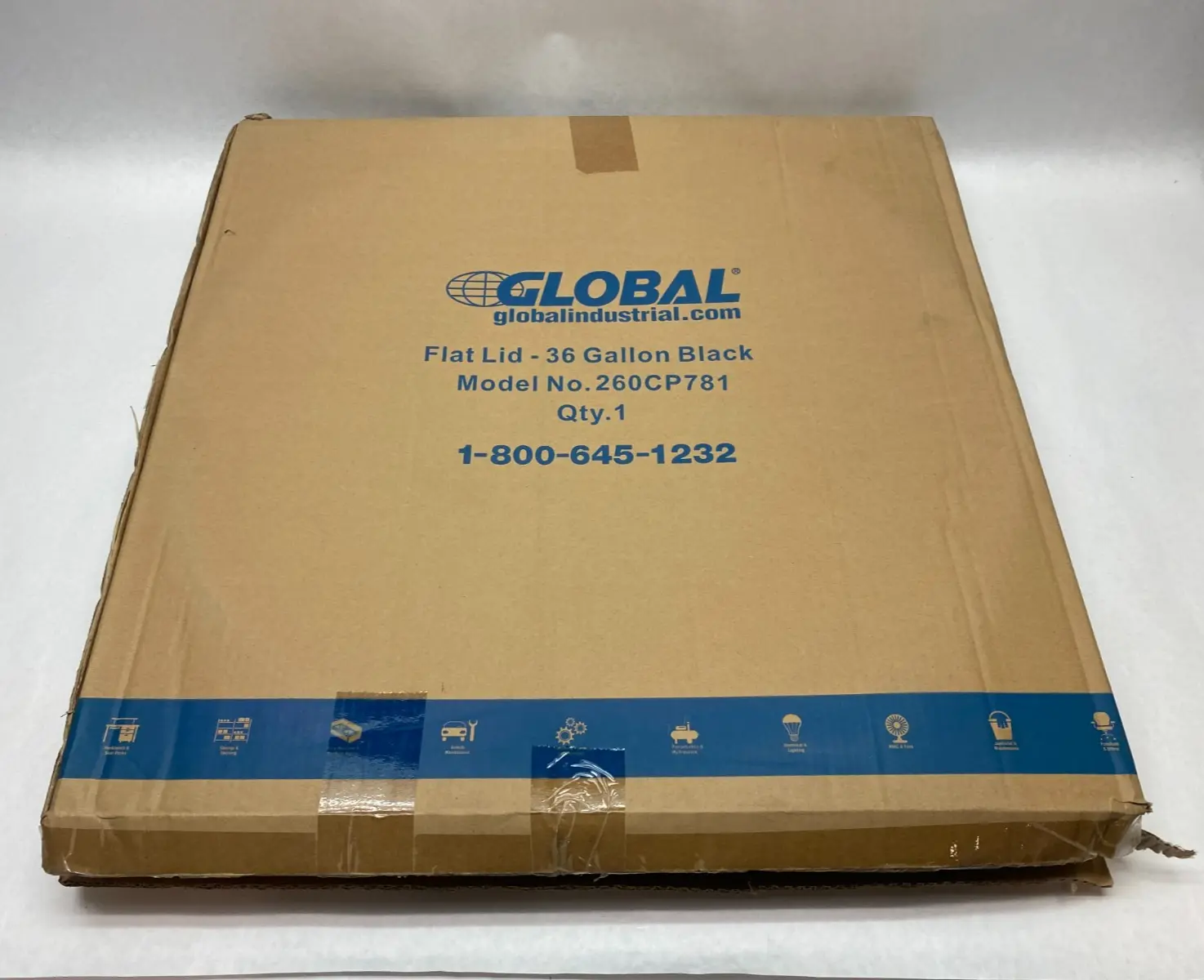 NEW GLOBAL INDUSTRIAL STEEL FLAT LID, BLACK, FOR 36GAL TRASH CAN