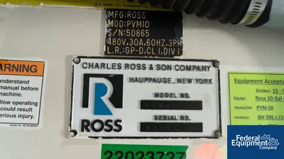USED Ross 10 Gal Ross Planetary Mixer, Model PVM-10, S/S