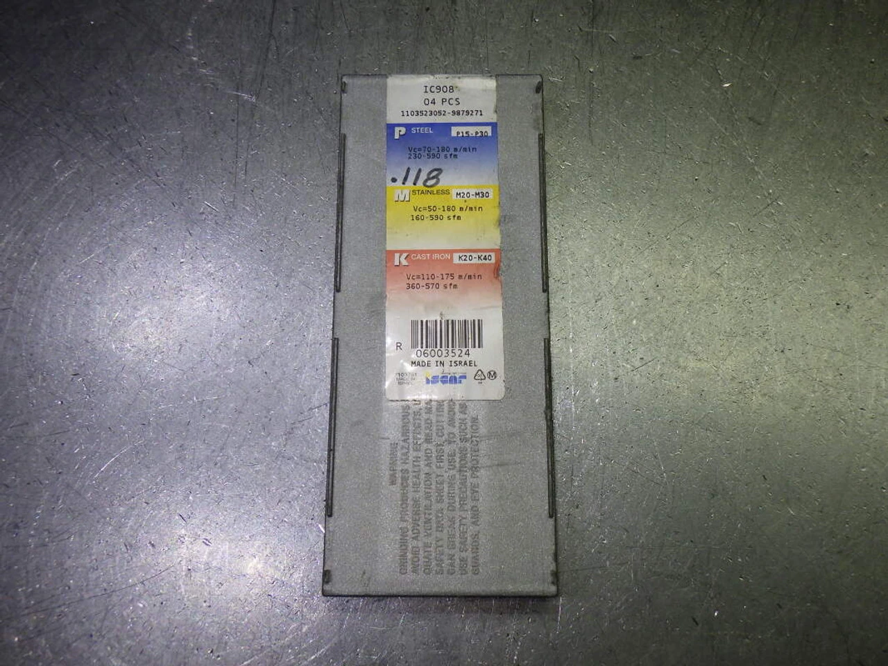 Iscar .118" Carbide Parting Inserts QTY4 PENTA 34N300C020 IC908 (LOC1240B)