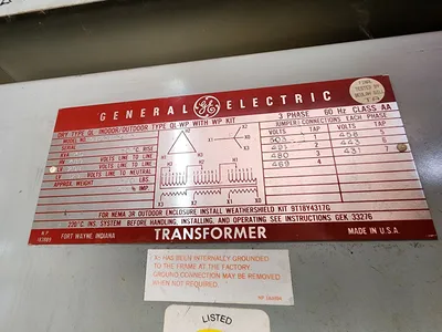 General Electric Dry Type 45kva Transformer