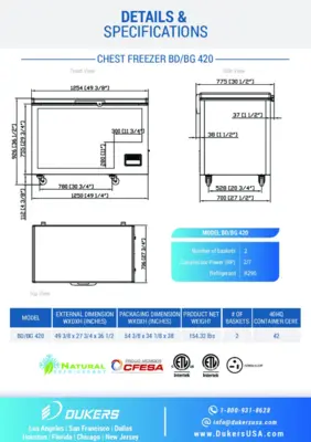 New | in-Stock Dukers New Dukers BD/BG-420 Commercial Chest Freezer Freezers Illinois US | Falcon Restaurant Supply #1376118
