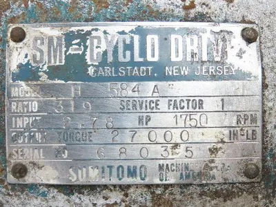 Sumitomo H 584A SM-Cyclo Inline Gearbox 319:1 Reducer 5.5rpm 2.7Hp 27000 In-Lb