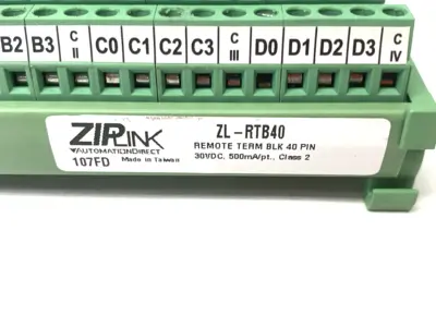 USED AUTOMATIONDIRECT ZIPLINK FEEDTHROUGH MODULE, 40-POLE, DIN RAIL MOUNT.
