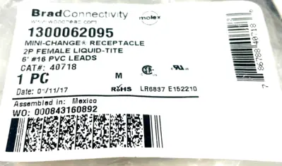 NEW MOLEX WOODHEAD 1300062095 MINI RECEPTACLE 2P FEMALE 40718 LOT OF 13