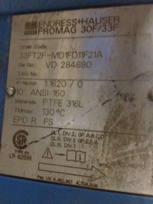 Endress Hauser 10"-150 Magnetic Flowtube