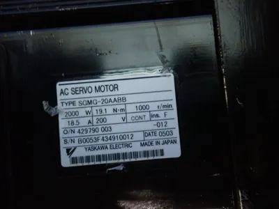 Used 2005 YASKAWA ELECTRIC SGMG20AABB Servo Motors | HGR 24 #730926