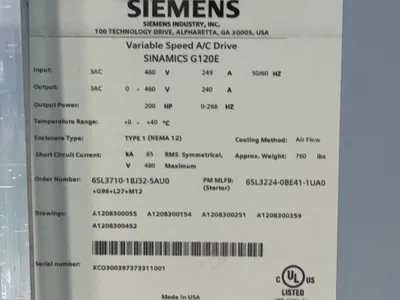 Used SIEMENS SINAMICS G120E Variable Speed Drives Ohio US | HGR 24 #1186208