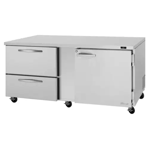 Turbo Air PUR-72-D2R(L)-N 72 5/8" W Undercounter Refrigerator w/ (2) Sections & (1) Door & (2) Drawers, 115v