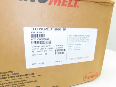 Henkel 8990 Technomelt Hot Melt Adhesive Glue 30lbs Carton BB 12/18/2026