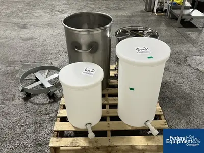 Unknown Assorted Plastic and Stainless Steel Tanks