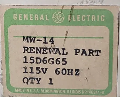 General Electric 15D6G65 Renewal part 115V 60Hz. Loc4E7