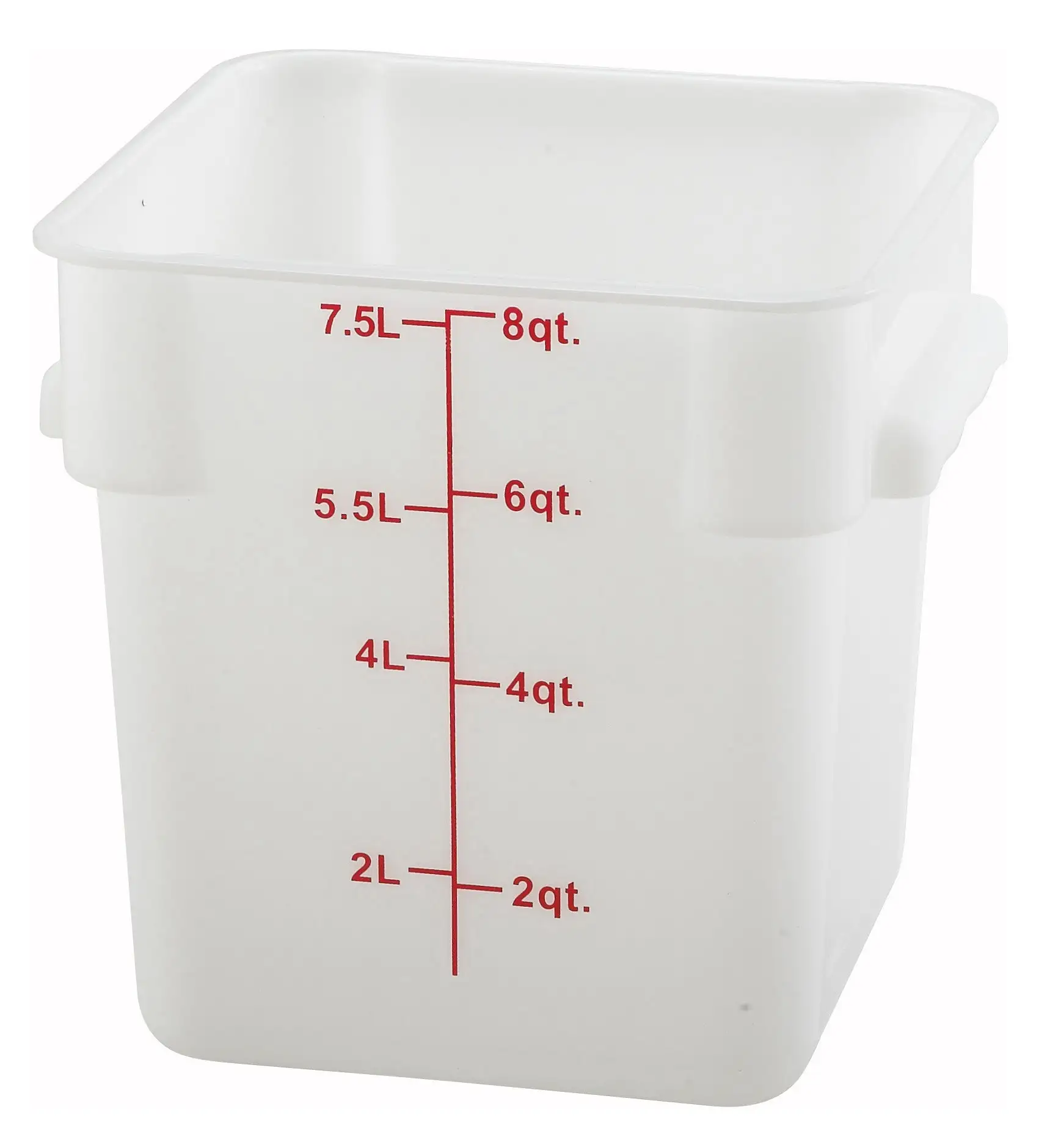 8qt Square Storage Container, White, PP (12 Each)