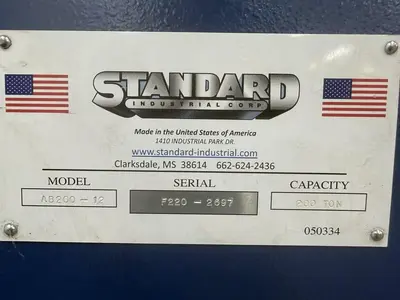 Used 2020 STANDARD INDUSTRIAL AB200-12 Press Brakes Georgia US | The Equipment Hub #1275589