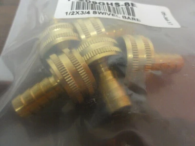 5 CerroBrass Swivel Barb 1/2 x 3/4" Female Hose Fitting, Solid Brass P-209GHS-8E