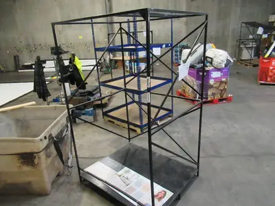 Welded Black Metal Frame Built to Fit Onto Pallets with Flat Roof - Perfect for Projects