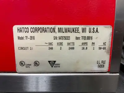 Used Hatco Used Hatco Thermo Food Finisher Warmer Melter Toaster TF-2010 220V Salamanders & Cheese Melters Illinois US | Falcon Restaurant Supply #1376337