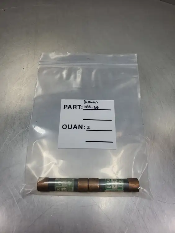 Used Bussmann NON-60 One-Time Fuse, 60Amp, 250V, Lot of 2 Fuses | Palmetto Automation #1155935