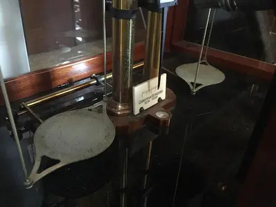 0130-385 Christian Becker Inc Wood & Glass Case Balance Beam Scale