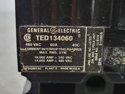 Used GENERAL ELECTRIC TED134060 Switchgears British Columbia CA | Lenmark #241775