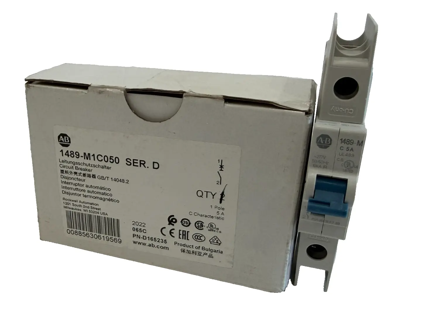 ALLEN BRADLEY 1489-M1C050 CIRCUIT BREAKER SER.D 1489M1C050 NEW, SURPLUS 1 PCS.