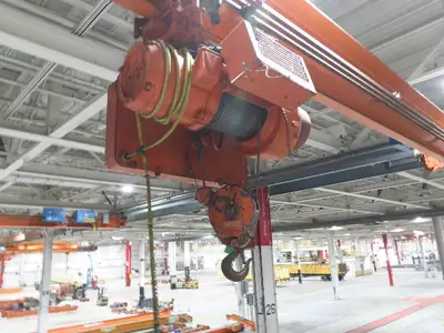 Cleveland Tramrail P&H 2 Ton Single Girder Underhung Bridge Crane 45' 10" Span