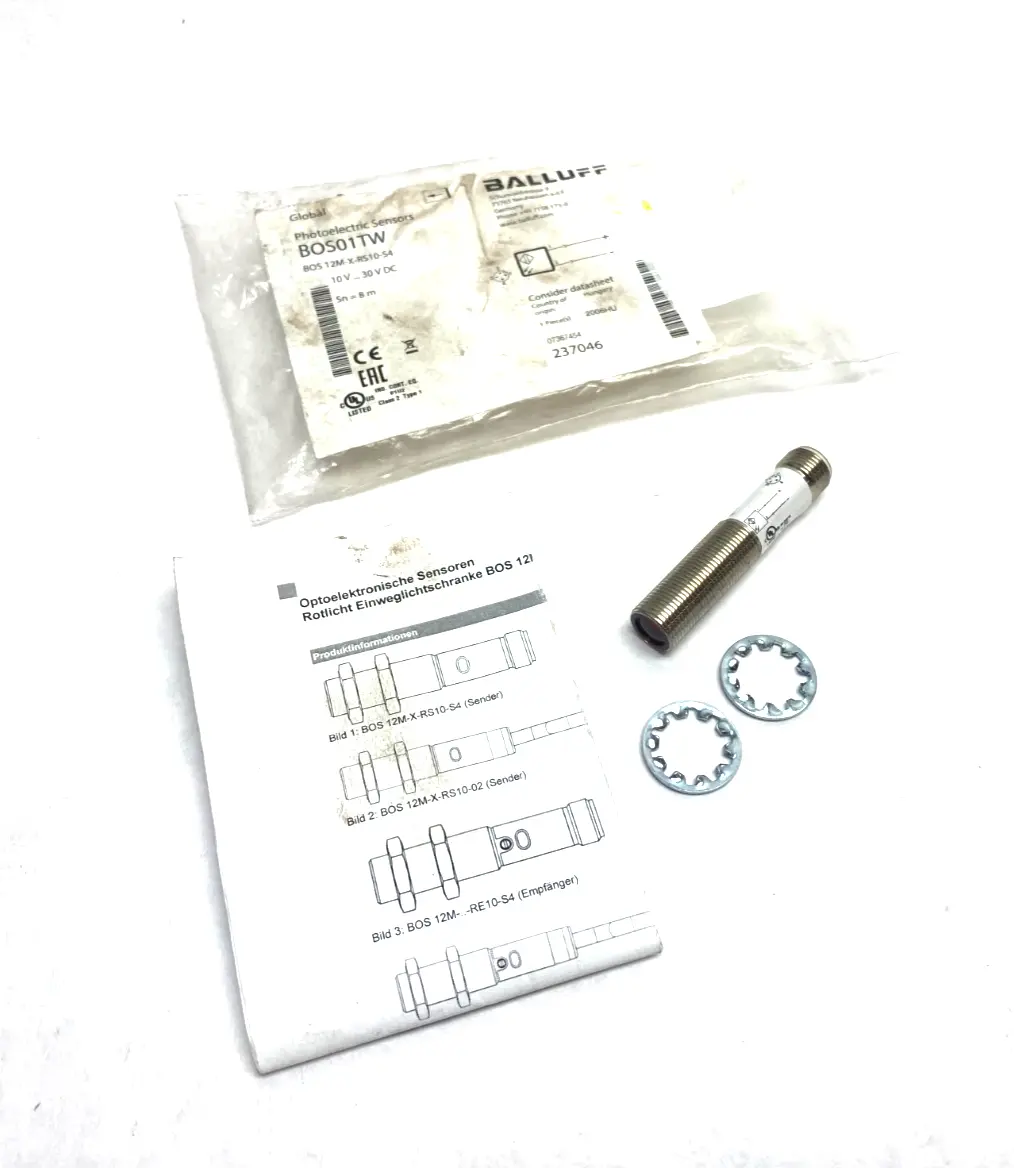 BOS01TW, BOS 12M-X-RS10-S4 | Balluff BOS01TW Cylindrical Through-Beam Photoelectric Sensor BOS 12M-X-RS10-S4 - New Other