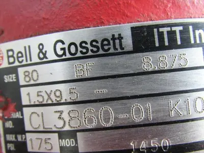 BELL & GOSSSETT Series 80 BF 8.875 1.5 X 9.5 Centrifugal Pump & 3HP 1800 RPM
