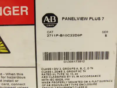 Allen Bradley 2711P-B10C22D9P HMI PanelView Plus 7 Operator Touch Interface 24V