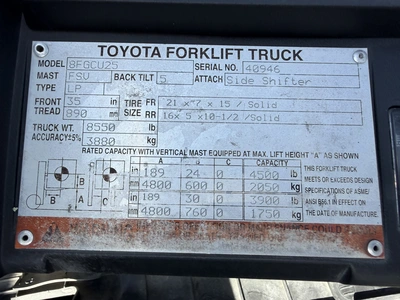 Used TOYOTA 8FGCU25 Misc Forklifts West Virginia US | Miedema Asset Management Group #1421877
