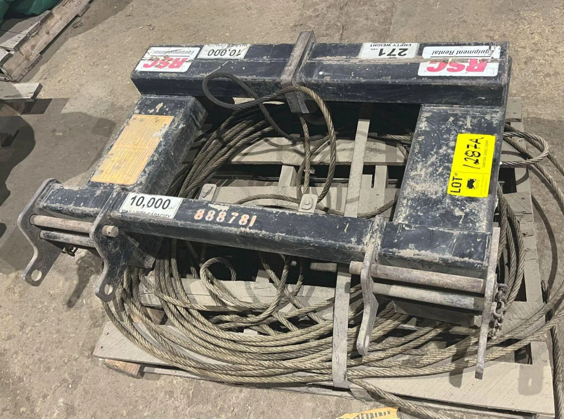 10,000 LBS CAPACITY FORKLIFT ATTACHMENT & CABLE: STOCK #19485