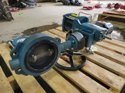 PowerRac Cylinder Actuator Size 6 w/ Four SPDT Mech. Switch and Butterfly Valve