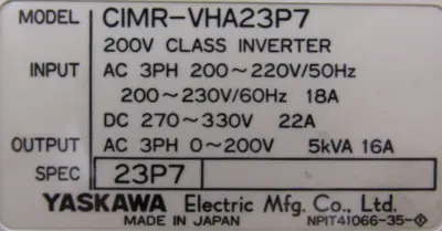 NEW YASKAWA CIMR-VHA23P7 VARISPEED 23P7 DRIVE 676VH3 CIMRVHA23P7