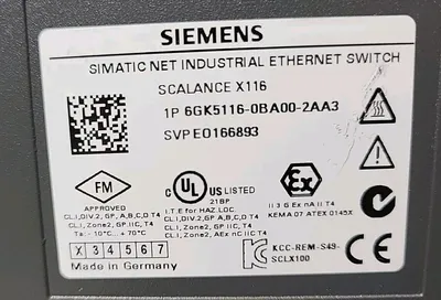 Siemens 6GK5116-0BA00-2AA3 Unmanaged Switch 16-port Loc3E41