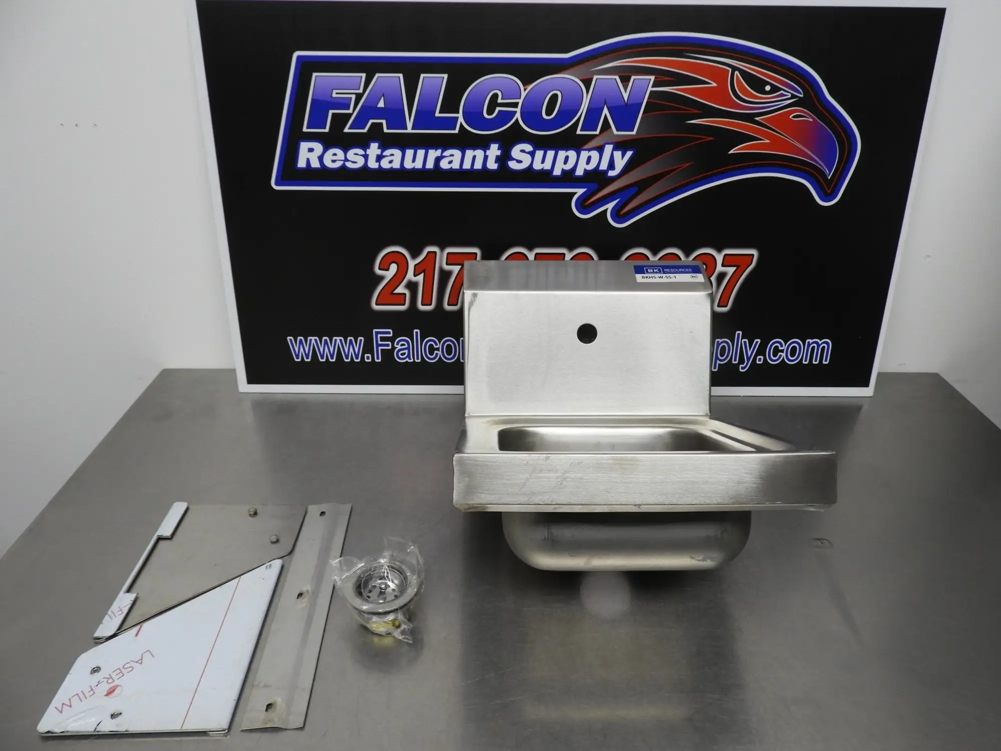 New | in-Stock BK-Resources New BK Resources BKHS-W-SS-1-P-G Hand Sink Wall Mount with Touchless Sensor Faucet Sinks Illinois US | Falcon Restaurant Supply #1376524