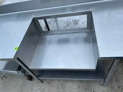 Used Falcon Restaurant Supply Used 130" Stainless Steel Table with Shelves and Small Sink Area - SS13 Food Prep Tables Illinois US | Falcon Restaurant Supply #1376378
